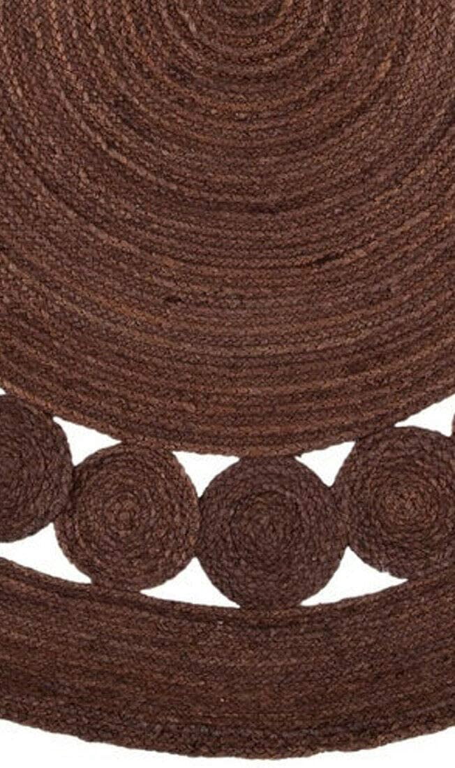 Avgari Creation Hand Woven, Oriental Jute Round Area Rug, Brown 3x3" Living Room , Indoor, Garden Carpet Rug Doormat