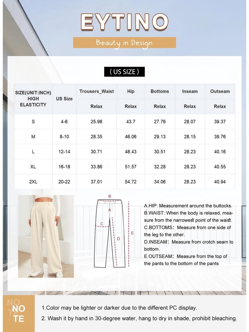 Eytino Women's Wide Leg Pants High Waisted Waffle Knit Casual