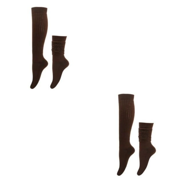 Baohd 2x Chaussettes Décontractées Fixes Stables Sans Fil en Vrac Confortables à Porter Polyester Adaptées à Tous les Pieds Forme Durable Café 2ensemble