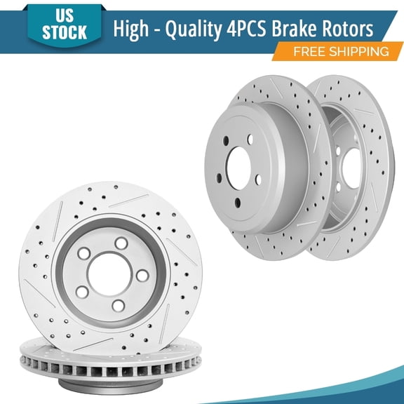 YXPCARS 4PCS Front & Rear Brake Rotors(120.63071, 120.63070), Drilled & Slotted Disc Rotors Kit for Jeep Liberty 2008-2012 Dodge Nitro 2007-2011