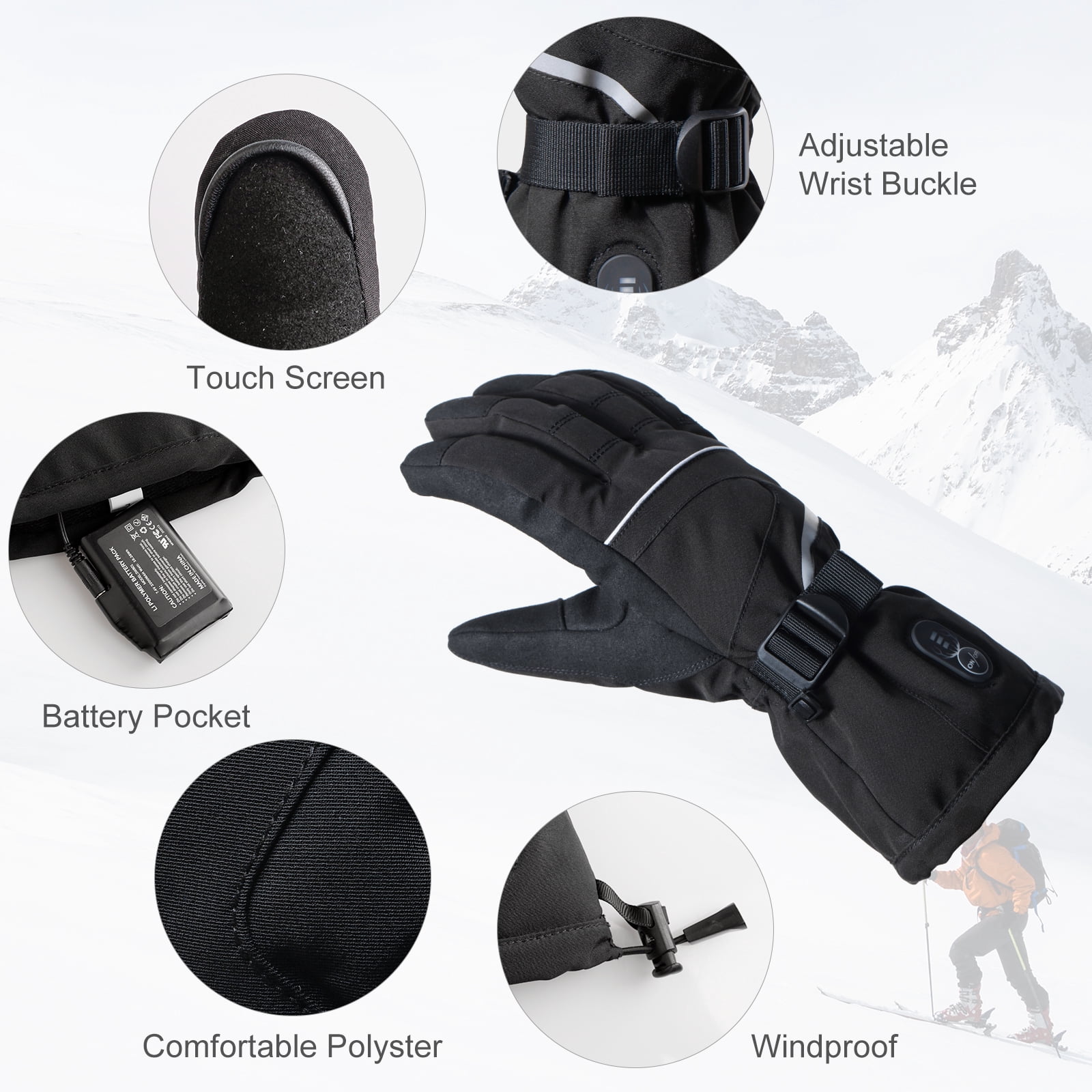 SAVIOR HEAT Heated Gloves for Men Women, Rechargeable Electric Heated Gloves, Heated Skiing Gloves and Snowboarding Gloves