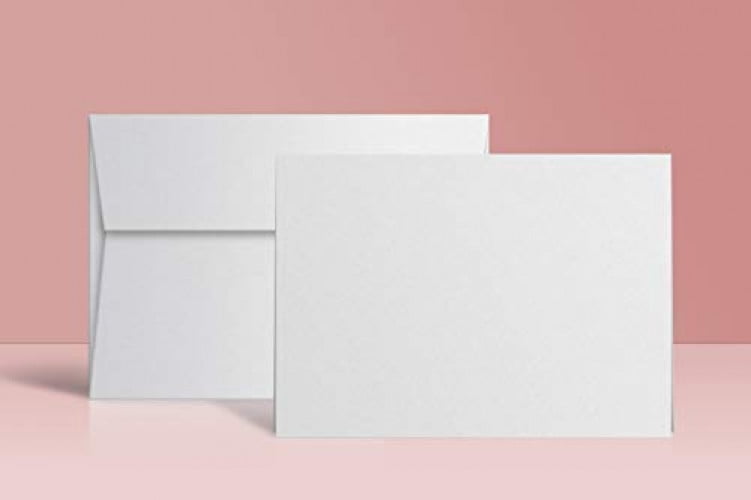 Greeting Cards Set - 5 x 7 Blank White Cardstock and Envelopes Perfect for Business, Invitations, Bridal Shower, Birthday, Interoffice, Invitation Letter, Weddings and All Occasion – Bulk Set of 50