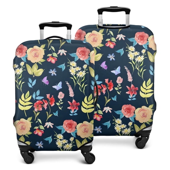 Pioneer Flower Floral Print Pattern Luggage Cover Fashion Suitcase Cover Baggage Covers Fit 25-28 Inch Luggage (Go Travel)