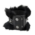 thumbnail image 4 of Black Faux Leather Fur and Rhinestone Wristband Bracelet, 4 of 5