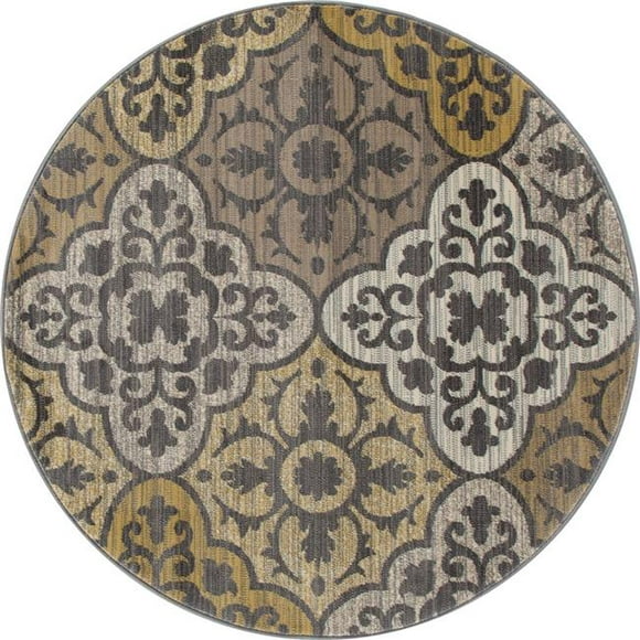 Art Carpet 841864101065 Tapis Rond en Tuile de la Collection Arabella de 5 Pieds, Jaune