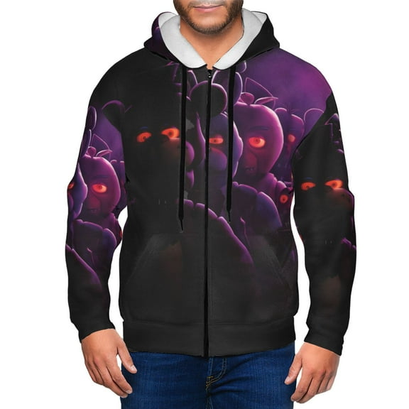 Saiise Five Nights At Freddy'S Mens Zip Up Hoodie Long Sleeve Full-zip Hooded Sweatshirt Pullover With Kangaroo Pocket S-3XL