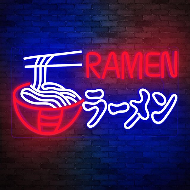 Letrero de neón Noodle Ramen LED para decoración de pared, 40 x 22 cm