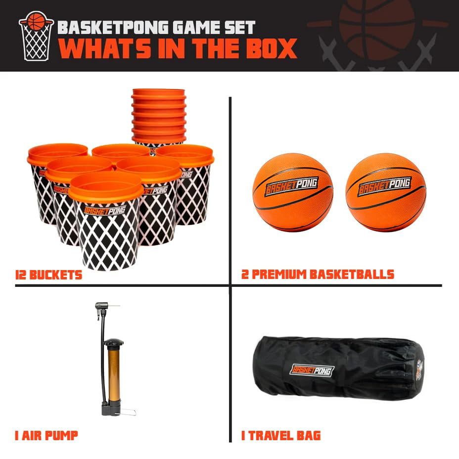 BasketPong Giant Yard Pong and Basketball Game with 12 Buckets, 2 Balls,  Carrying Bag, and Air Pump – Outdoor Game for Lawn, Backyard, Beach, and  Parties - Walmart.ca