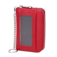 thumbnail image 1 of Hukapapa Bolso corto para tarjetas simple para mujer, bolso para documentos, monedero para hombre, bolso con cremallera, color rojo, 1 of 5