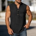 thumbnail image 4 of Lmueinov Mens Cotton Linen Tank Top Shirts Casual Sleeveless Slim Fit Henley Shirt for Men Basic Summer Tops, 4 of 8