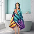 thumbnail image 6 of Colorful Tropical Leaf Pattern Hooded Bath Towel，50"x30" for Ages 3 To 12 Kids, Quick Dry Lightweight Soft Microfiber Hood Beach Towel Cover Up for Kids, 6 of 7