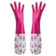 thumbnail image 2 of Guantes de Limpieza Largos de Terciopelo y Goma con Diseño de Flores, Antideslizantes, con Forro de Algodón, Resistentes Al Calor y Al Frío, para Cocina, Lavado de Coches y Jardinería. Talla M (1 Par, 2 of 3