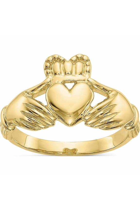 10K Yellow Gold Men's Claddagh Ring (Size 8.75) Made In Peru 10k4776