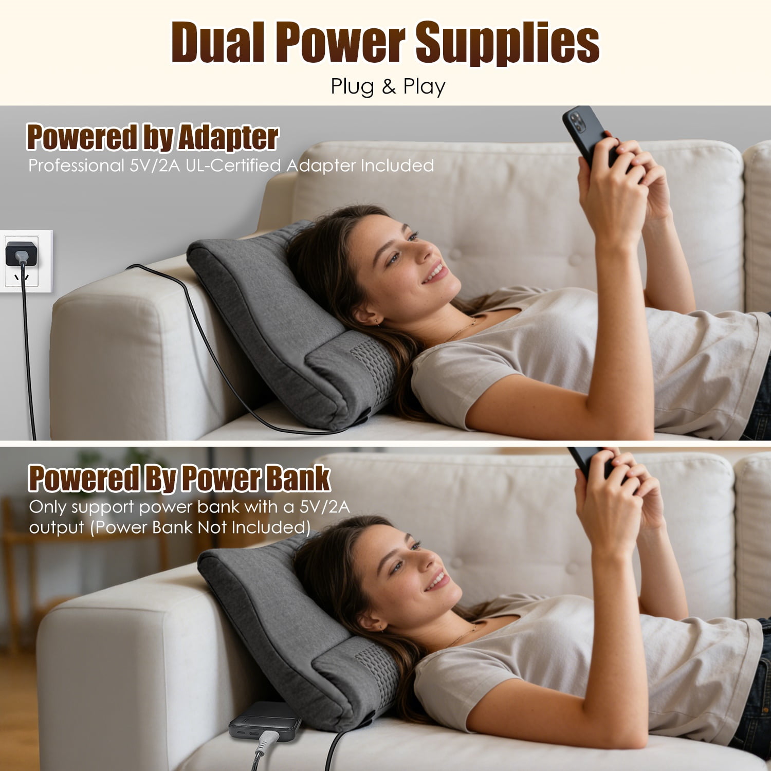 22In Heated Neck Massager Pillow 3Heat Settings 3Vibration Modes Memory Foam Support USB Plug In Auto Shut Off Eye Mask Home Office Travel Portable Dark Grey Soft Use Contoured Ergonomic Lightweight