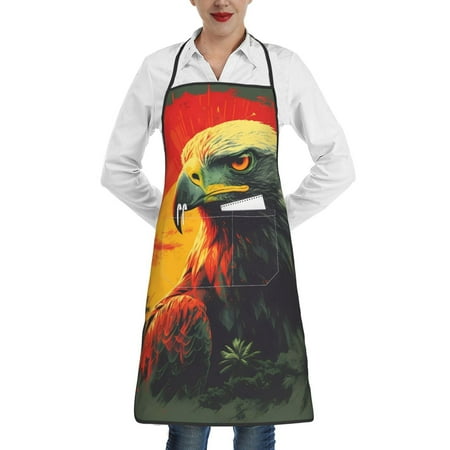 

Pofeuu Hawaiian Style Bald Eagle Print Aprons with Pockets Cute Aprons for Kitchen Cooking Server Barber Chef Apron