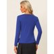 thumbnail image 4 of Cardigan Dobladillo Rizado RebeDe Punto Frente De CorbaPaMujeres Azul Real XL, 4 of 5