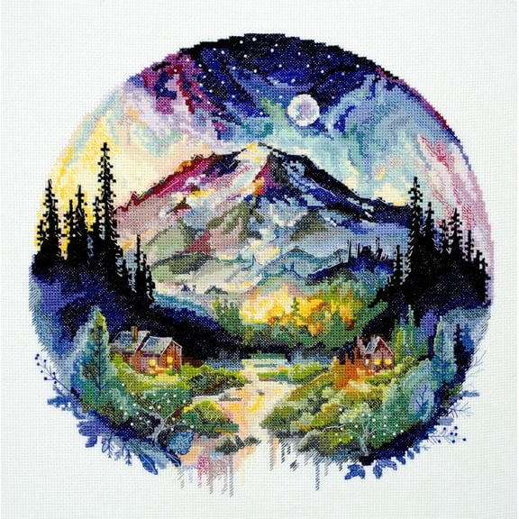 Wizardi Cross-Stitch kit - On top of the World. Beginner Embroidery Kit for Adults. Cross-Stitch Supplies. Needle, Canvas, Scheme, Floss and Floss Organizer Kit. AH-189 Abris Art