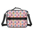 thumbnail image 2 of Princess and Dress Pink Pattern Insulated Lunch Bag with Shoulder Strap and Bottle Holder,Bento School Lunch Bag Box,11x9.5x3.5 Inches, 2 of 5