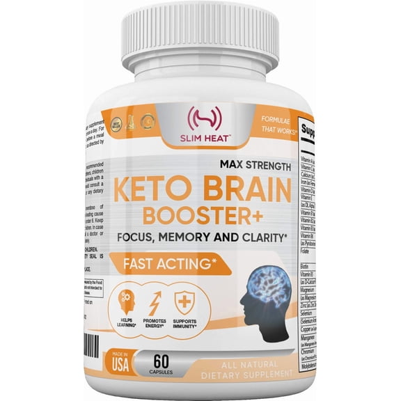 Keto Brain Booster – Natural Brain Supplement for Focus, Memory & Concentration – Neuro Support for Women & Men – Boost Learning, Energy & Immunity – Non-GMO, Made in USA, 60 Capsules