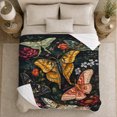 thumbnail image 5 of Painterly Moths with Peonies, Moody Vintage Style for Moth Lovers, Floral Wing Pattern, Cozy Flannel Blanket for Bedroom and Reading Nook, Housewarming Gift and Botanical Home Decor, 5 of 9