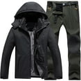 thumbnail image 3 of 2 piece mens winter suits waterproof outdoor ski jacket and pants set windproof snowsuit fleece hooded tracksuit sets, 3 of 4
