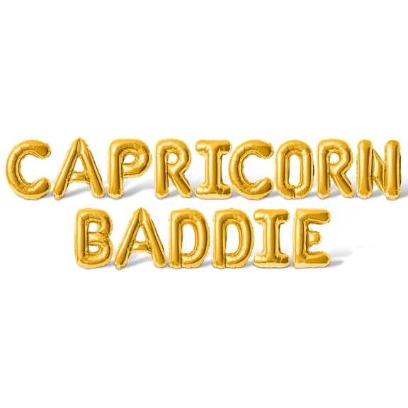 Letter Balloons - CAPRICORN BADDIE 16" Inch Alphabet Letters Foil Mylar Balloon Capricorn Birthday Party Banner (Gold)