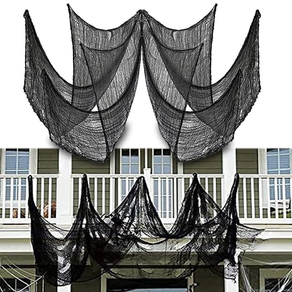 Halloween Creepy Cloth,72x29.9 Inch Tattered Scary Net Drape,Spooky Halloween Fabric Decorations,Black Spooky Gauze Fabric Tapestry,Cuttable Flexible Halloween Tattered Mesh Drapes for Wall