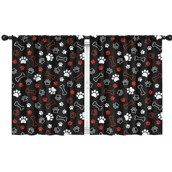 Blackout Kids Curtains,Paw Prints and Bones Childrens Insulated Curtains Set Of 2,Bedroom Essentials,Toddler Room Decor 42x54in(106x137cm)