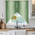 thumbnail image 4 of Green Ombre Kitchen Window Curtains, Swag Curtains Valance for Bedroom Living Room Bathroom, Modern Gradient Abstract Art Rod Pocket Window Treatment Curtain Block Drapes 2 Panels 36"x36", 4 of 9