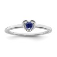 thumbnail image 1 of Diamond2Deal 14k White Gold Created Sapphire Heart Ring for Women Size- 7, 1 of 2