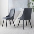 thumbnail image 2 of SAFAVIEH Zoi Contemporary Velvet Solid Dining Side Chair, Slate Grey/Black (Set of 2), 2 of 13