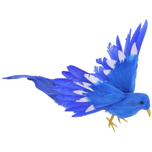 Artificial Bird Feathers Plastic Figurine Landscape Ornament Garden Decor Christmas DIY Halloween - #2(blue tail), 28 * 5 * 3cm