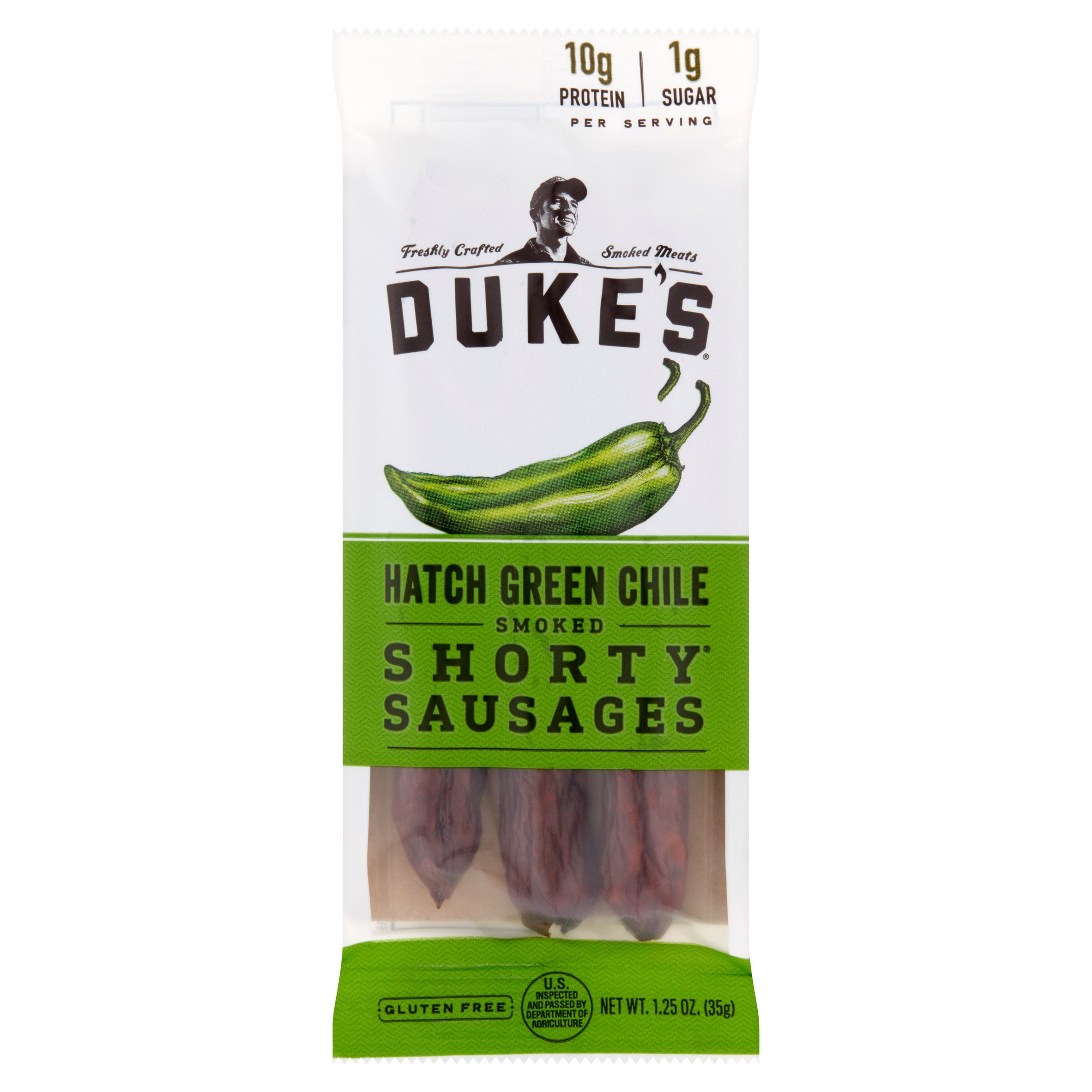 Duke's Hatch Green Chile Smoked Shorty Sausages, 1.25 oz (Pack of 12