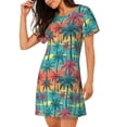 thumbnail image 2 of Disketp Hawaii Palms para Camisón Corto de Manga Corta para Mujeres, Camisón Cómodo con Escote Redondo, Bonito y Confortable, 2 of 6
