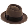 thumbnail image 4 of Walrus Hats Compass Brown Diamond Crown Fedora – 100% Australian Wool Felt Hat with Grosgrain Band & Walrus Logo Pin – Stylish Unisex Fedora, 4 of 7