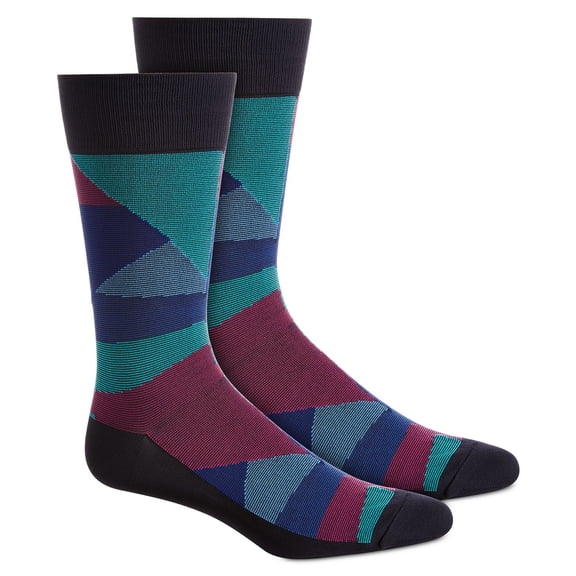 Perry Ellis Men’s MMicrofiber Geo Triangle Socks, Navy