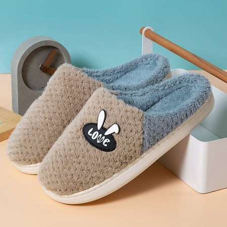 

Cathalem Warm Slipper Socks for Men Fuzzy Men Slippers Winter Home Rabbit Cotton Slippers Fashion Cute Printing Warm Non Slip Shoes Coffee 8.5