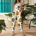 thumbnail image 2 of Halloween Jumpsuits for Women, One Piece Sleeveless Pumpkin Print Rompers Pants, Adjustable Strap Baggy Overalls, Wide Leg Jumpsuit Baggy Harem Pants, Summer Fall Outfits, Beige L, 2 of 7
