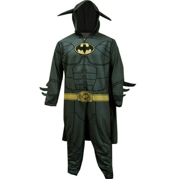 BioWorld Merchandising Mens Batman One Piece Fleece Pajama with Hood and Cape Medium Walmart