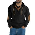 thumbnail image 4 of Lightweight Hoodies for Men New Mens Vintage Corduroy Button up Hoodies Fall Long Sleeve Drawstring Pullover Sweatshirt with Elbow Patch Black M, 4 of 7