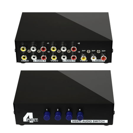 EEEkit 4-Way AV Switch RCA Switcher 4 In 1 Out Composite Video L/R Audio Selector Box