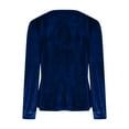 thumbnail image 5 of Womens Dressy Tops Soft Velvet Crew Neck Long Sleeve Elegant Shirts with Pleats Solid Color Casual Party Blouses (XL, Blue), 5 of 7