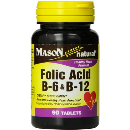 Mason Natural Folic Acid, B-6 & B-12 Tablets 90 ea (Pack of (Best Form Of B6)