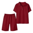 thumbnail image 5 of Tanghaowl Short Sets for Women, Women Casual Summer Shorts Suit Two Piece Outfit With Comfortable Top And Stylish Bottoms Wine S, 5 of 5