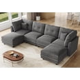 thumbnail image 3 of LLappuil Modular Sectional Sofa, 6 Seat Corduroy Sectional Sofa with Storage, 6 Back Cushion 6 Throw Pillow Gray, 3 of 8