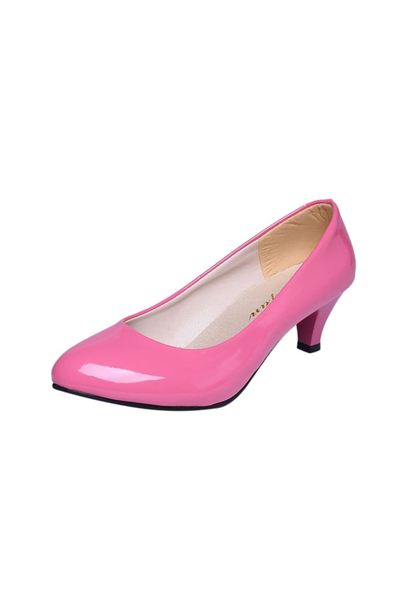 Women's Low Heel Closed Toe Pumps Comfortable Dress Shoes Work Shoes Faux Leather Office Shoes for Wedding Party Pink 41