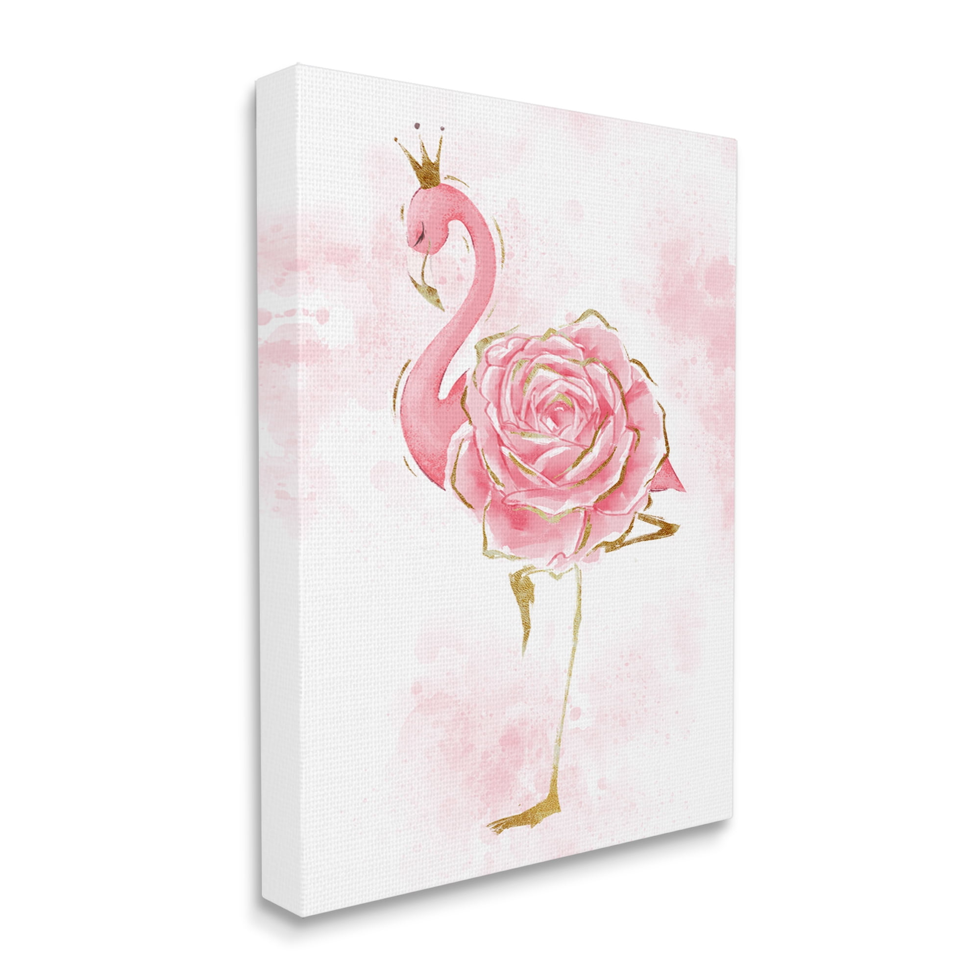 Stupell Industries Glam Flamingo Pink Splatter Rose Floral Royal Crown, 24 x 30, Design by Ziwei Li