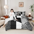 thumbnail image 4 of jejeloiu Chic Leopard Pattern Full Size Comforter Sets,Gray White Black Bedding Sets Cheetah Lover Reversible 3-Piece, 4 of 8