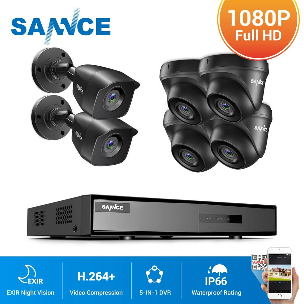 SANNCE 8 Channels CCTV Security System HD 1080P DVR 6PCS 1920*1080P IR