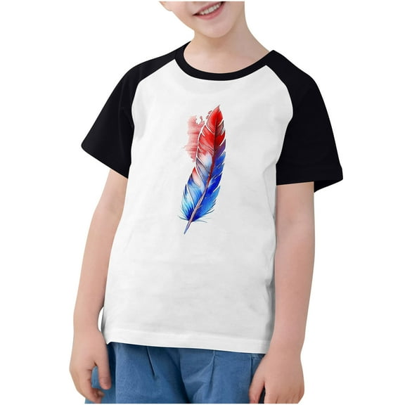ZACPNCV Toddler Boys 4th of July Shirts Kids Flag T-Shirt Girls Patriotic Short Sleeve Tees Cotton Top Clothes Black 9-10 Years